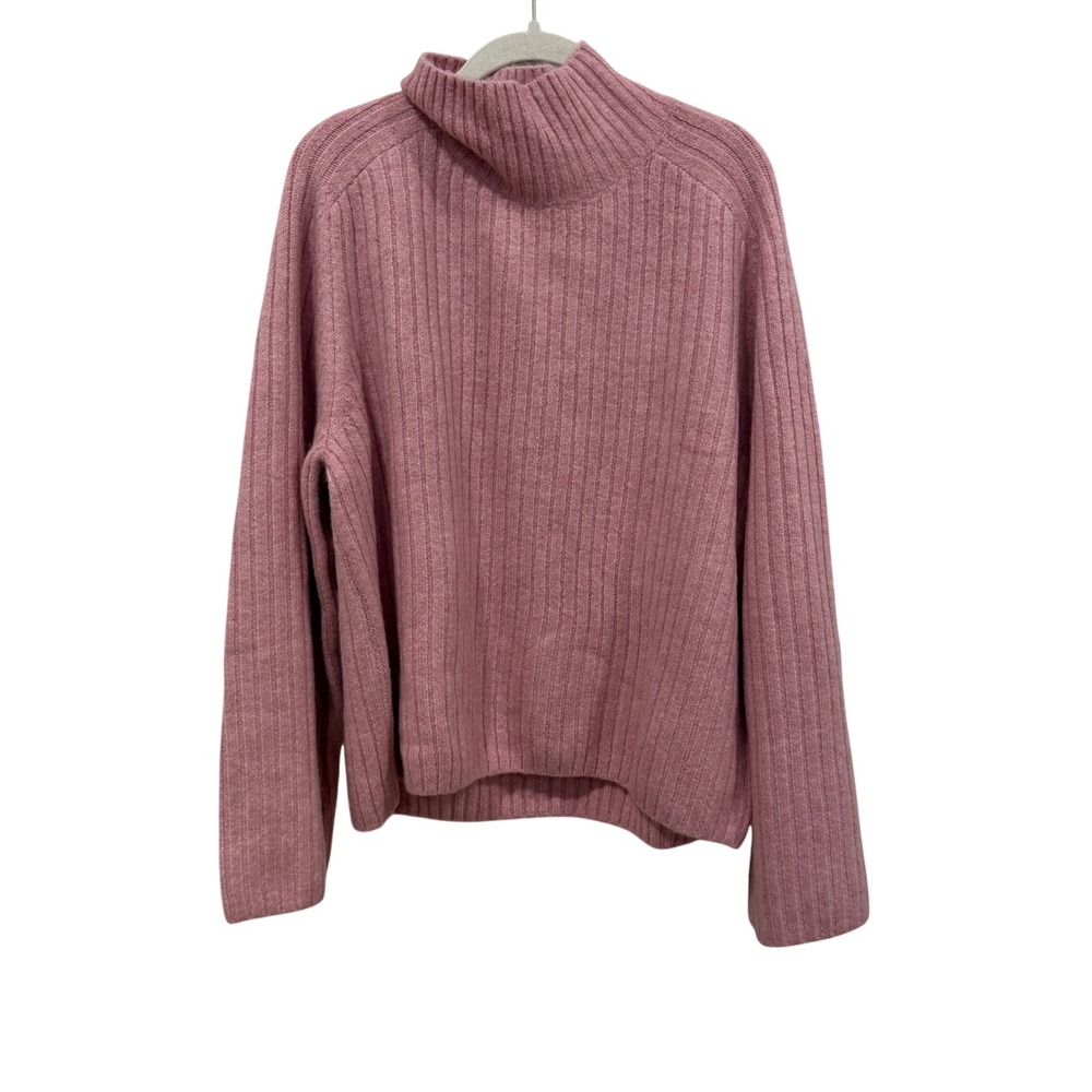 Gap Womens LS Airy Mockneck Ribbed Knit Sweater Cavan Rose Pink 856557-03 Large